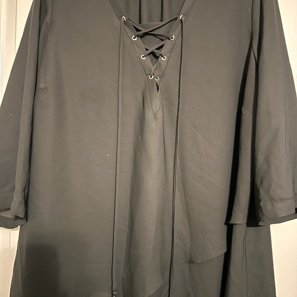 Roz & Ali Black Lace-Up Top